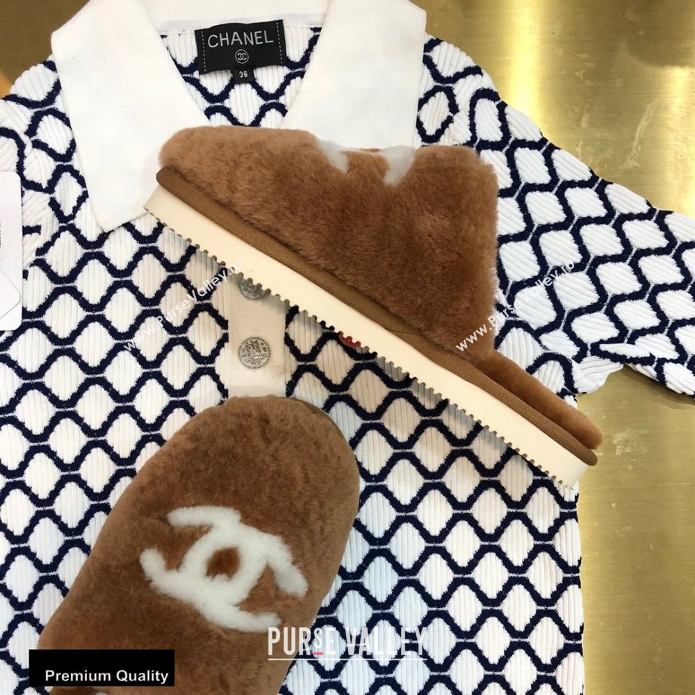 Chanel All Shearling Fur CC Logo Mules Brown 2020 (modeng-20092103)