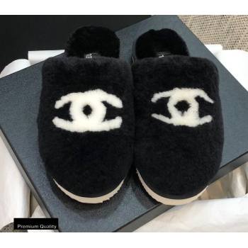 Chanel All Shearling Fur CC Logo Mules Black 2020 (modeng-20092101)