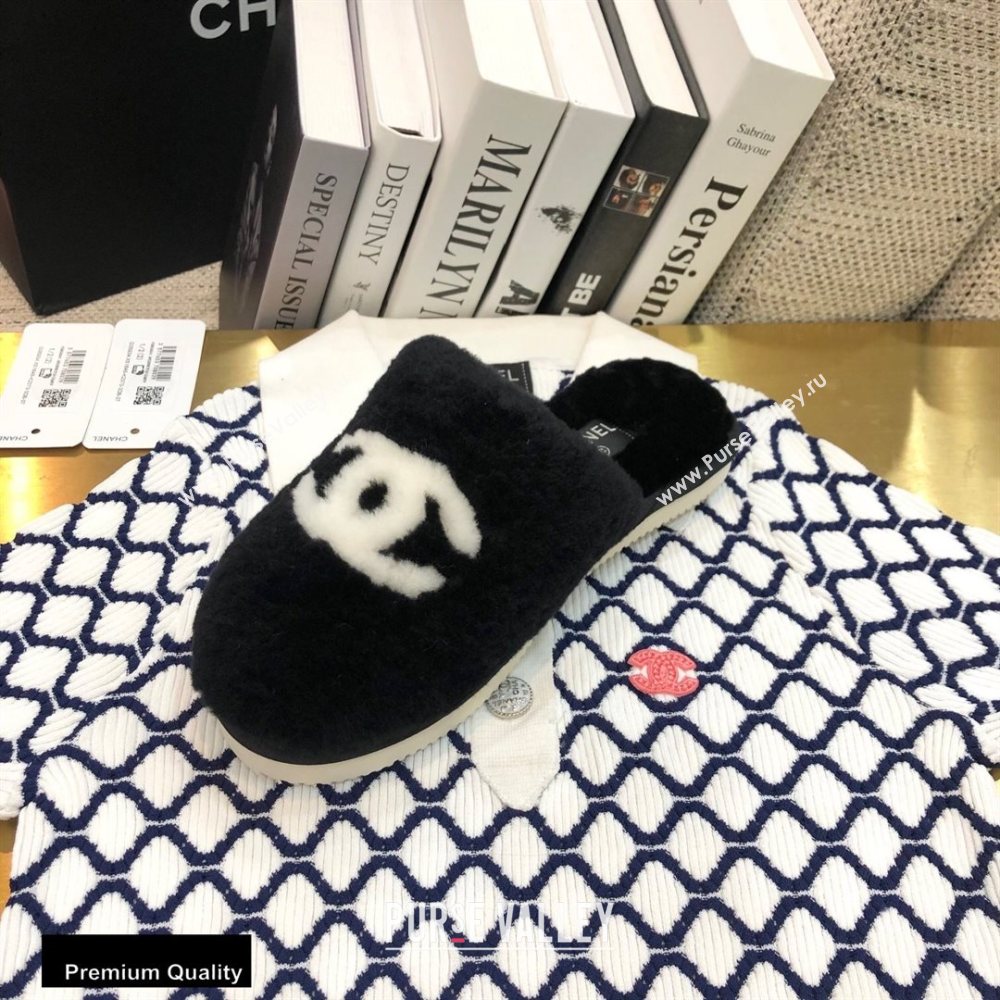 Chanel All Shearling Fur CC Logo Mules Black 2020 (modeng-20092101)