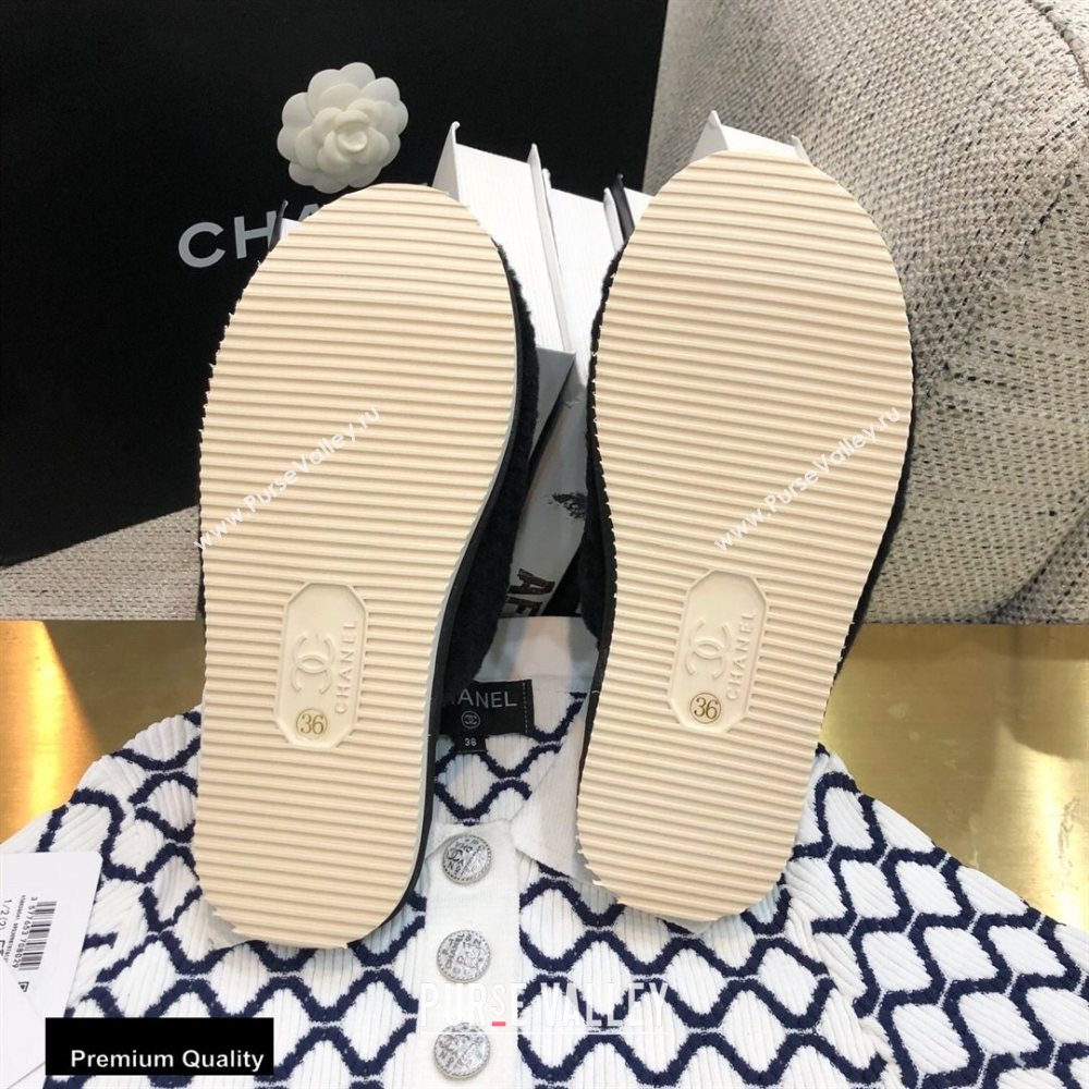 Chanel All Shearling Fur CC Logo Mules Black 2020 (modeng-20092101)