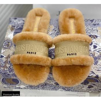 Christian Dior Shearling Fur Slides Mules Beige 2020 (modeng-20091914)