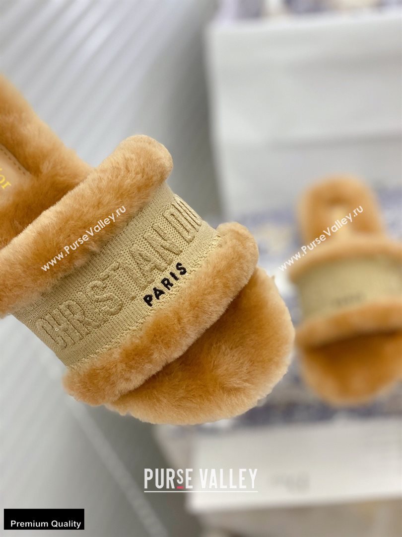 Christian Dior Shearling Fur Slides Mules Beige 2020 (modeng-20091914)