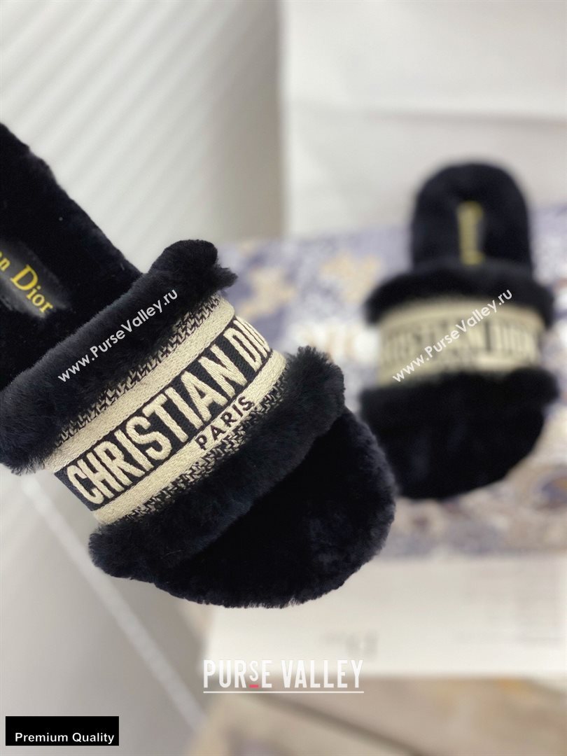 Christian Dior Shearling Fur Slides Mules Black 2020 (modeng-20091910)