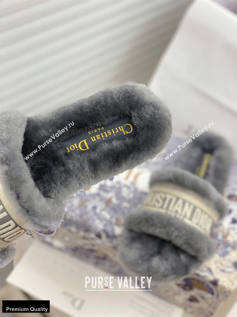 Christian Dior Shearling Fur Slides Mules Gray 2020 (modeng-20091912)