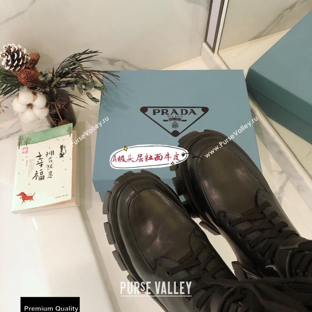 Prada Monolith Brushed Leather Rois Boots Black with Removable Nylon Pouches 2020 (modeng-20092439)