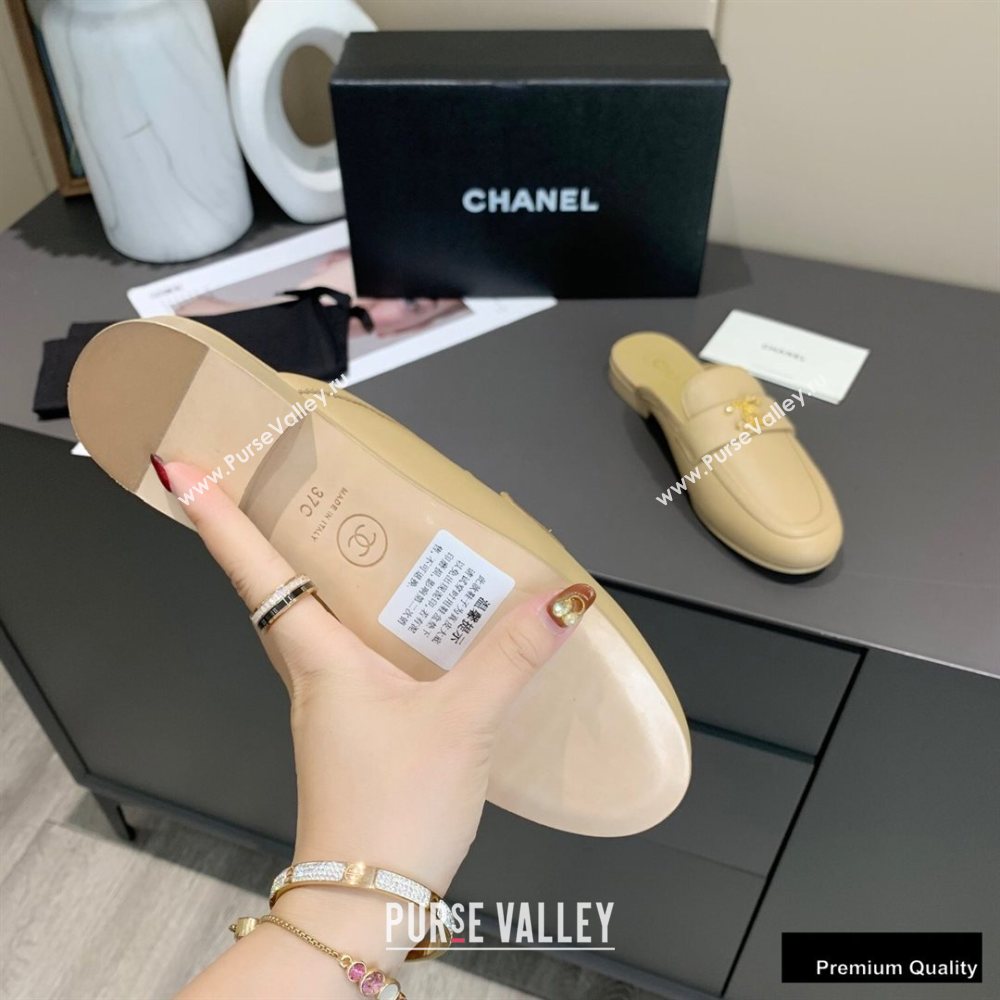 Chanel Crystal CC Logo Mules Beige 2020 (modeng-20092320)