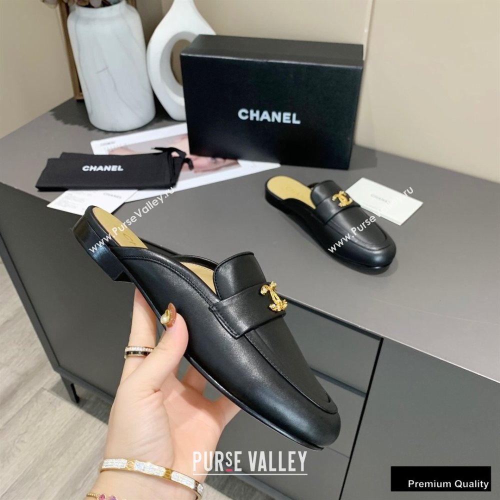 Chanel Crystal CC Logo Mules Black 2020 (modeng-20092318)