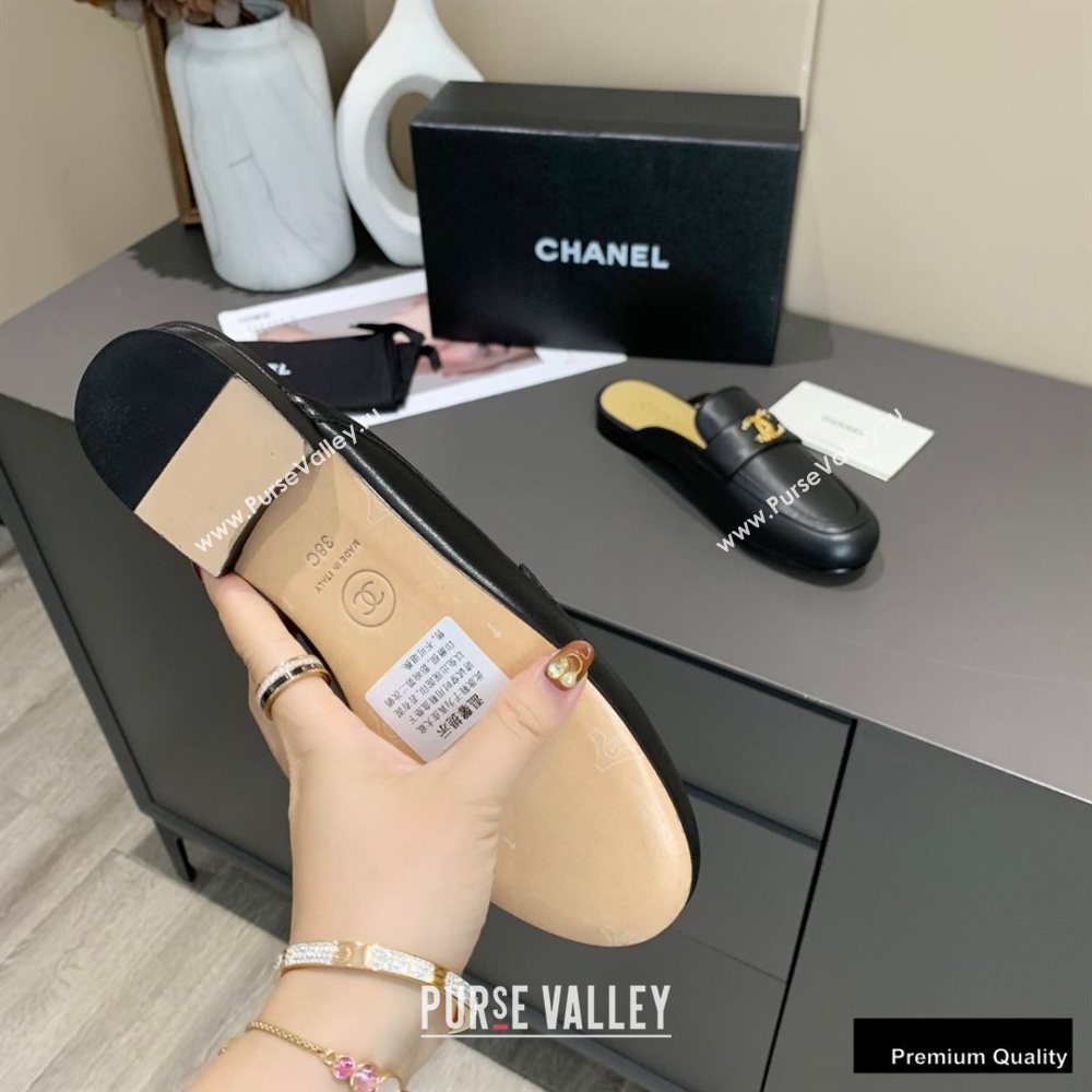 Chanel Crystal CC Logo Mules Black 2020 (modeng-20092318)