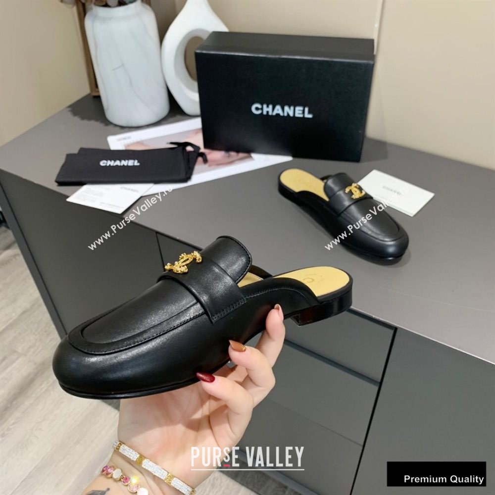 Chanel Crystal CC Logo Mules Black 2020 (modeng-20092318)