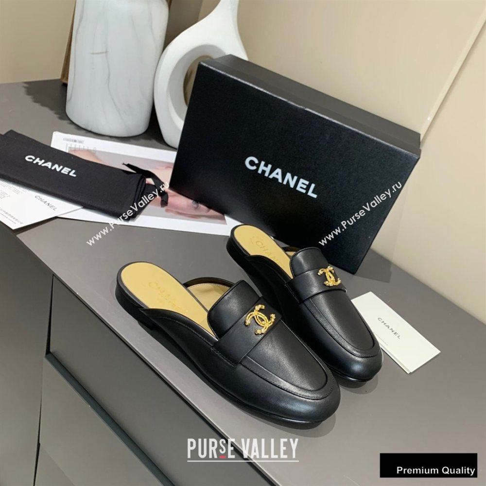 Chanel Crystal CC Logo Mules Black 2020 (modeng-20092318)