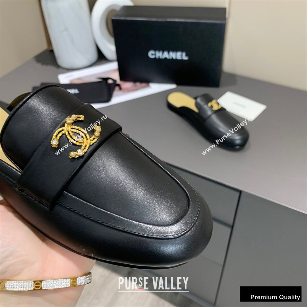 Chanel Crystal CC Logo Mules Black 2020 (modeng-20092318)