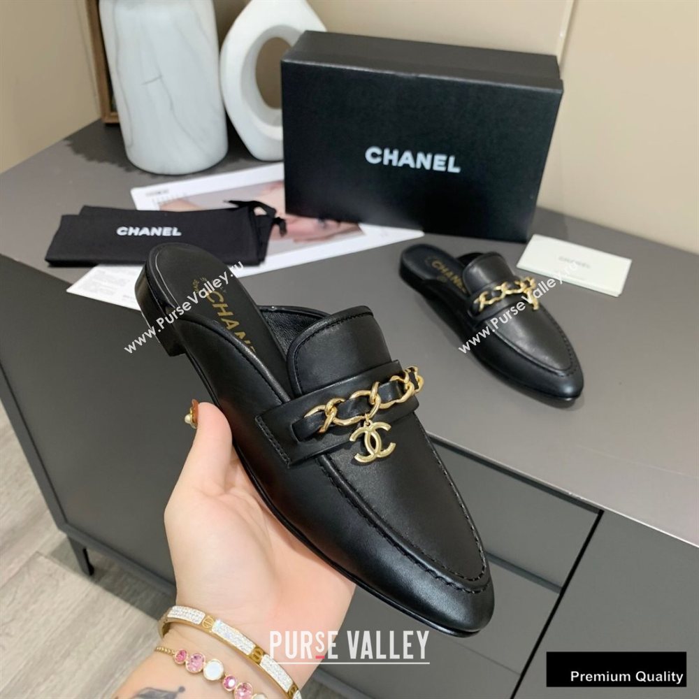 Chanel Chain and CC Logo Mules Black 2020 (modeng-20092321)