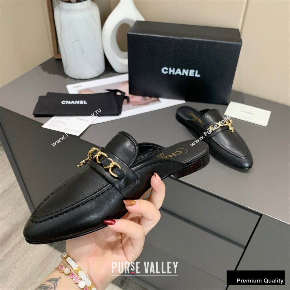 Chanel Chain and CC Logo Mules Black 2020 (modeng-20092321)