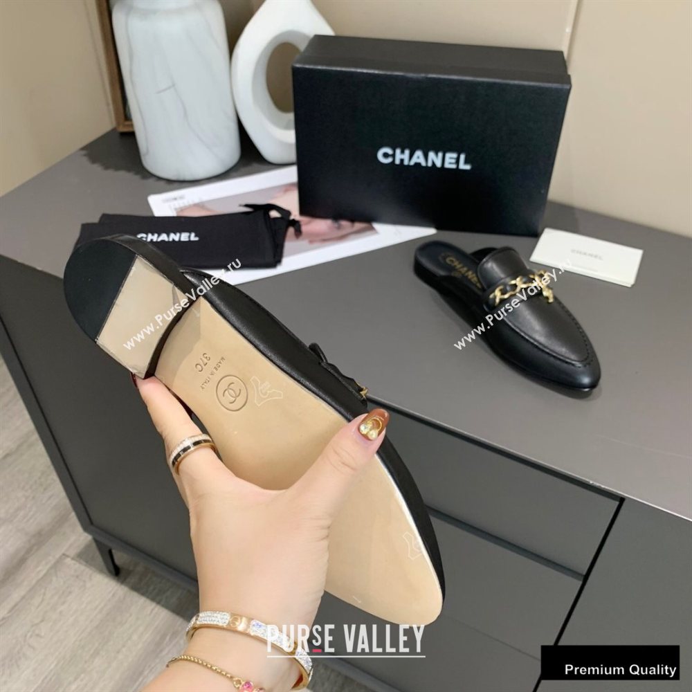 Chanel Chain and CC Logo Mules Black 2020 (modeng-20092321)