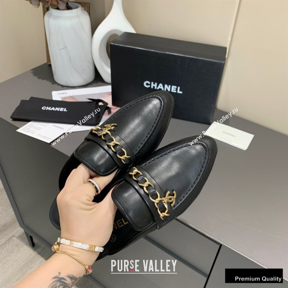 Chanel Chain and CC Logo Mules Black 2020 (modeng-20092321)