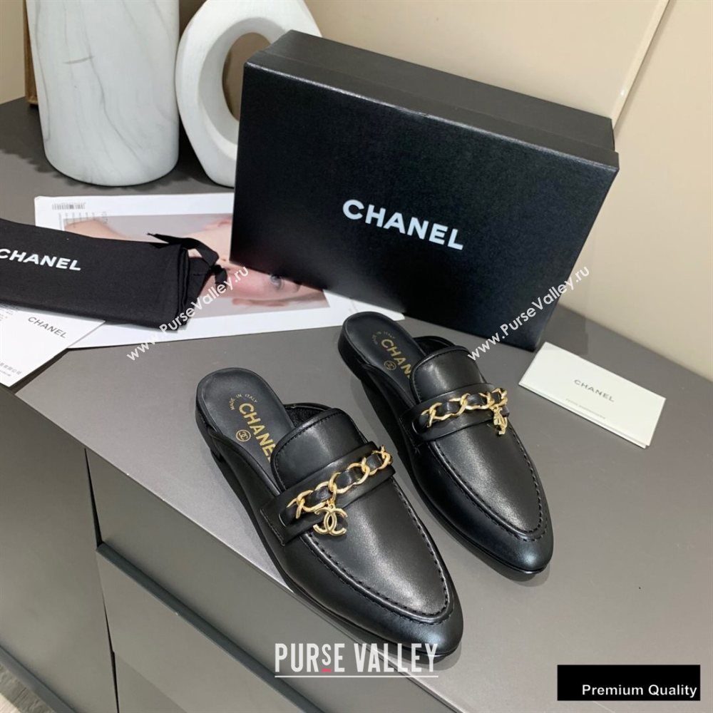 Chanel Chain and CC Logo Mules Black 2020 (modeng-20092321)