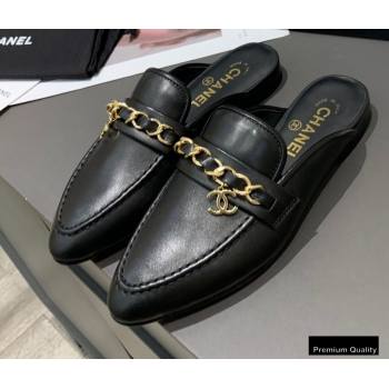 Chanel Chain and CC Logo Mules Black 2020 (modeng-20092321)