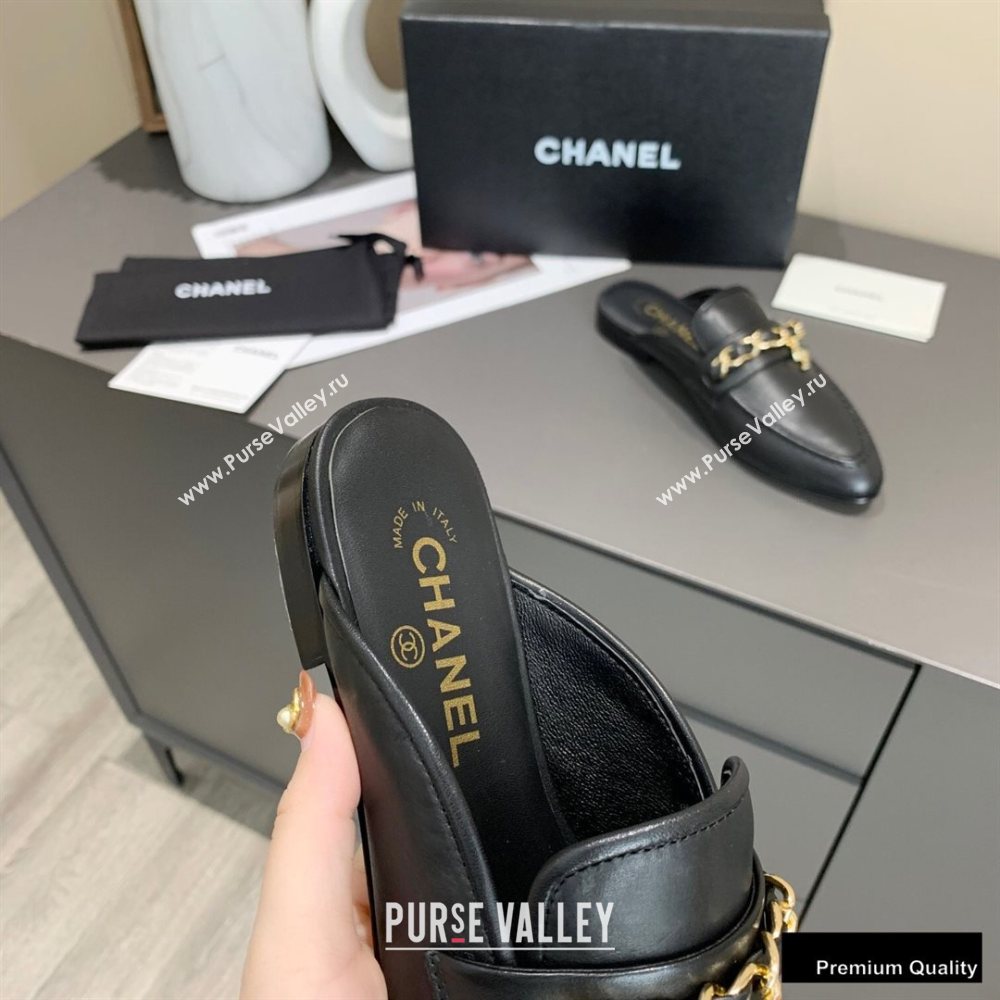 Chanel Chain and CC Logo Mules Black 2020 (modeng-20092321)