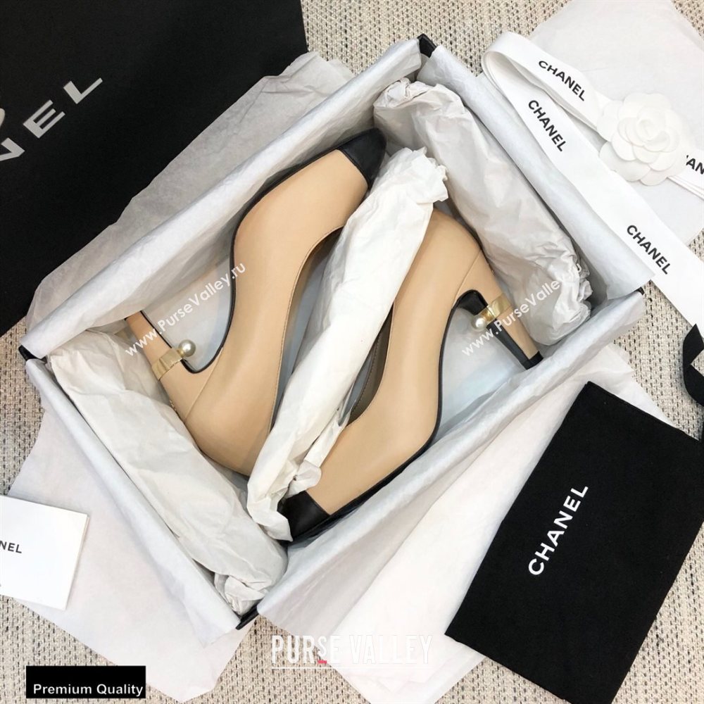 Chanel Pearl High Heel Pumps Beige 2020 (modeng-20092303)