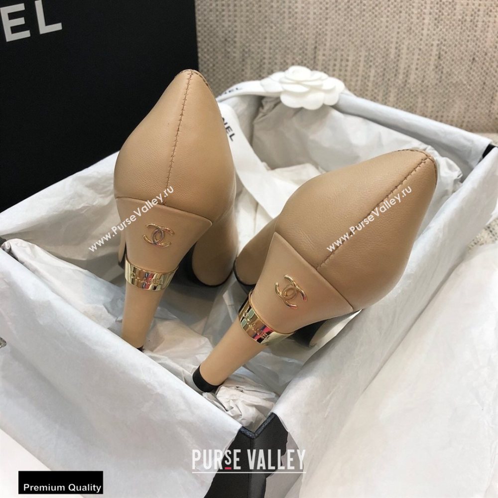Chanel Pearl High Heel Pumps Beige 2020 (modeng-20092303)