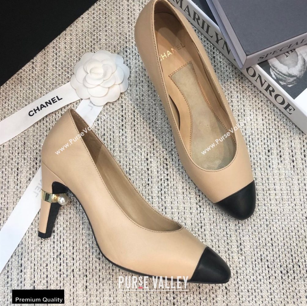 Chanel Pearl High Heel Pumps Beige 2020 (modeng-20092303)