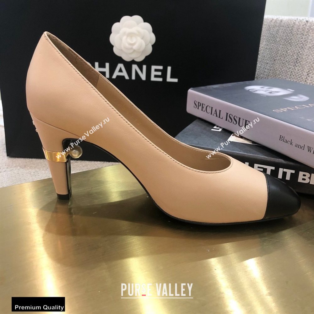 Chanel Pearl High Heel Pumps Beige 2020 (modeng-20092303)