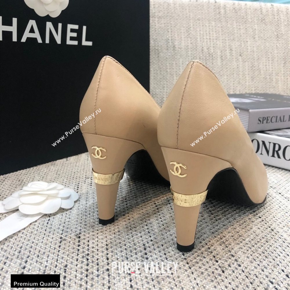 Chanel Pearl High Heel Pumps Beige 2020 (modeng-20092303)