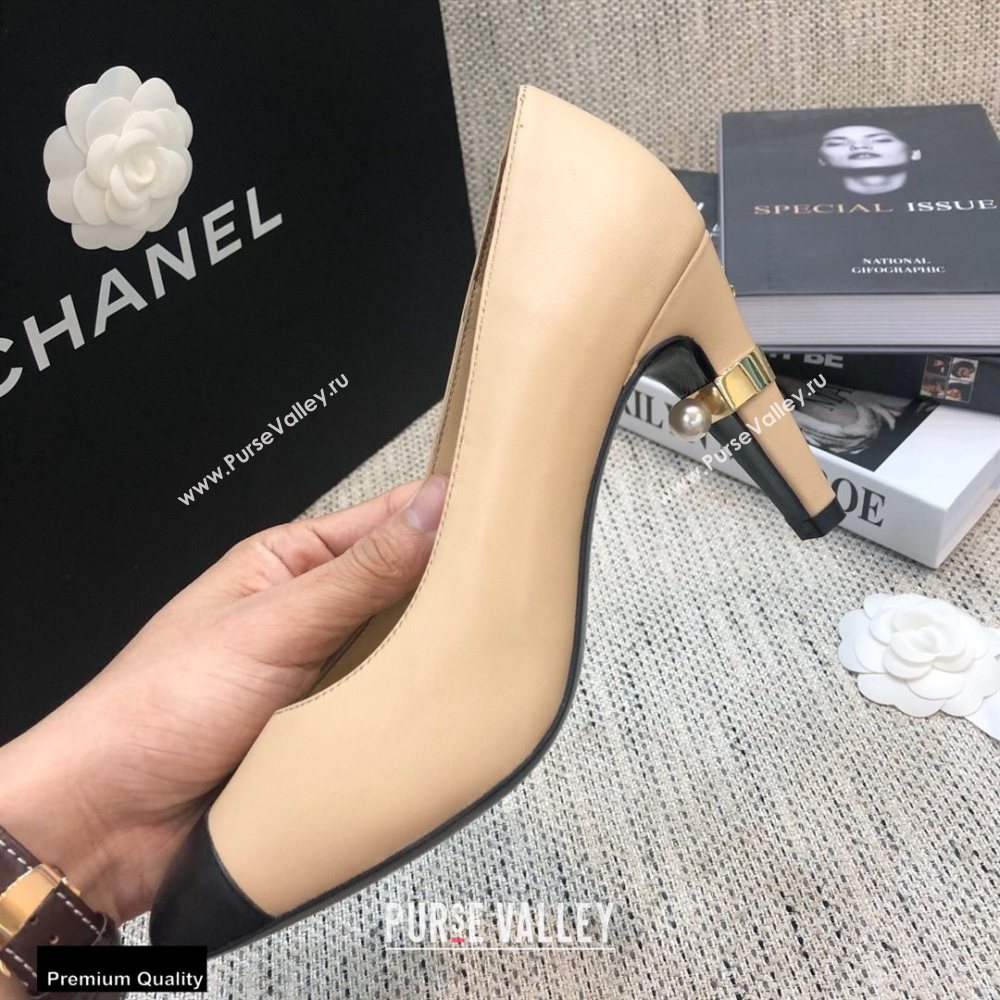 Chanel Pearl High Heel Pumps Beige 2020 (modeng-20092303)