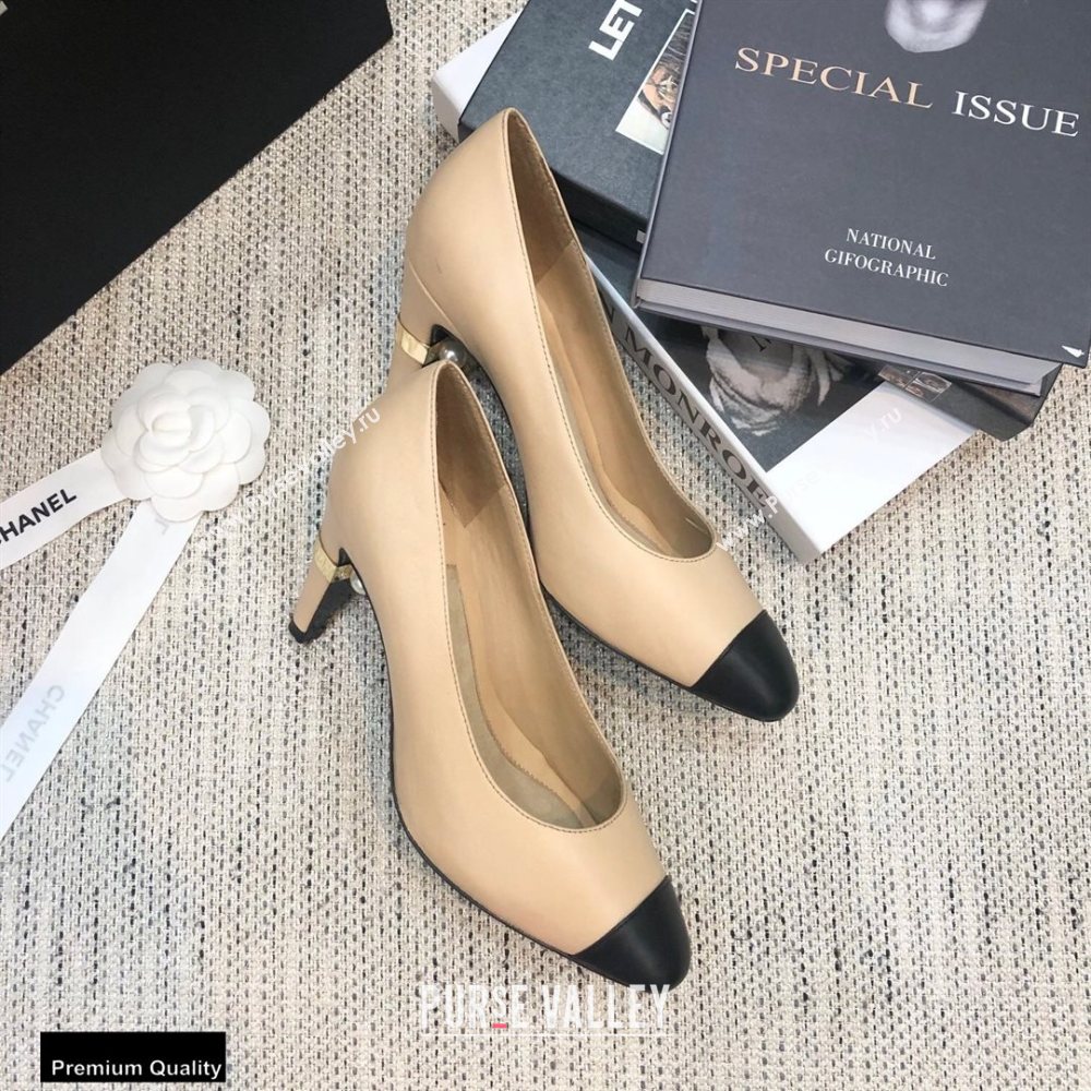 Chanel Pearl High Heel Pumps Beige 2020 (modeng-20092303)