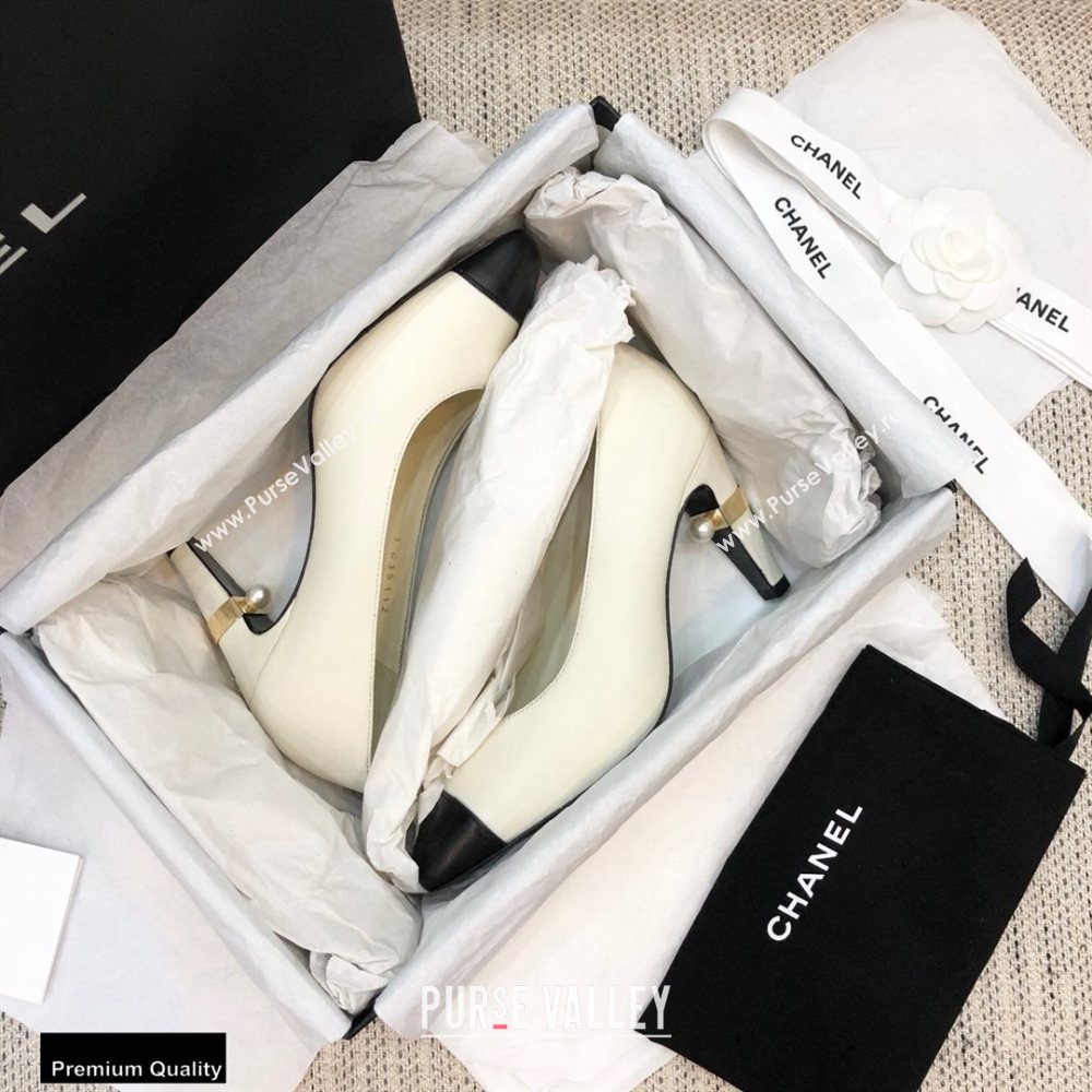 Chanel Pearl High Heel Pumps White 2020 (modeng-20092302)