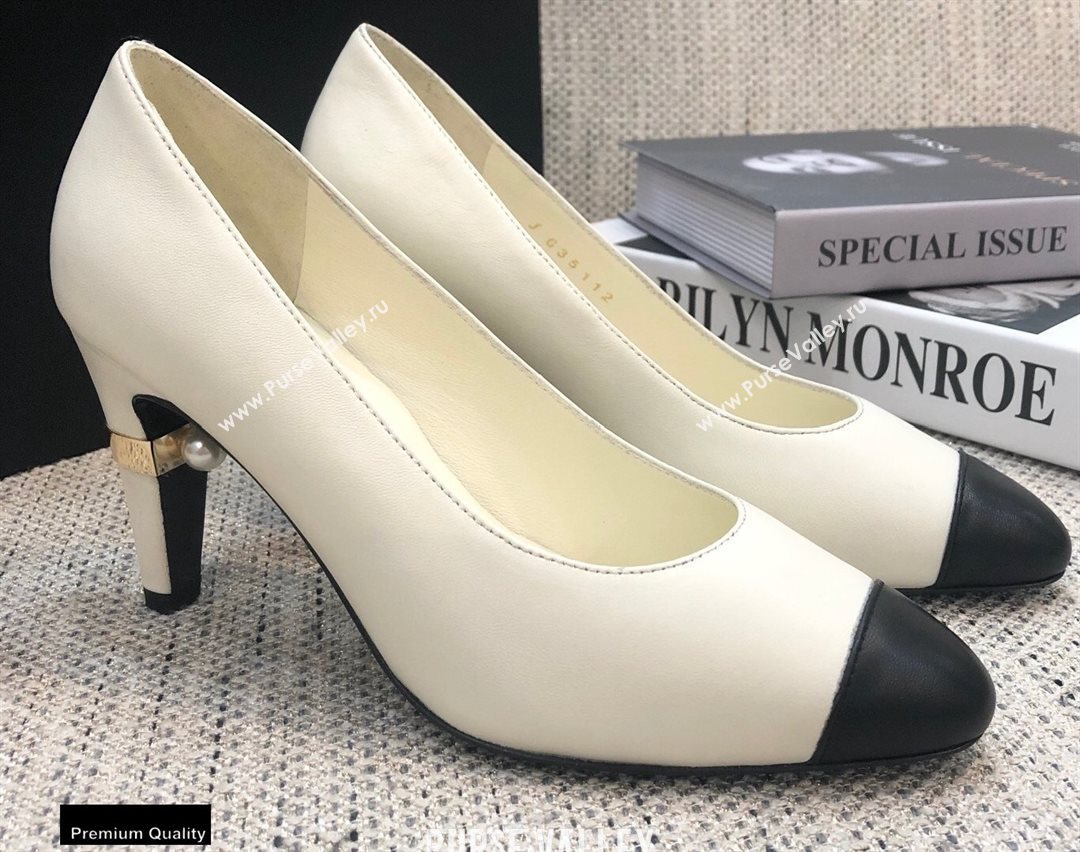 Chanel Pearl High Heel Pumps White 2020 (modeng-20092302)