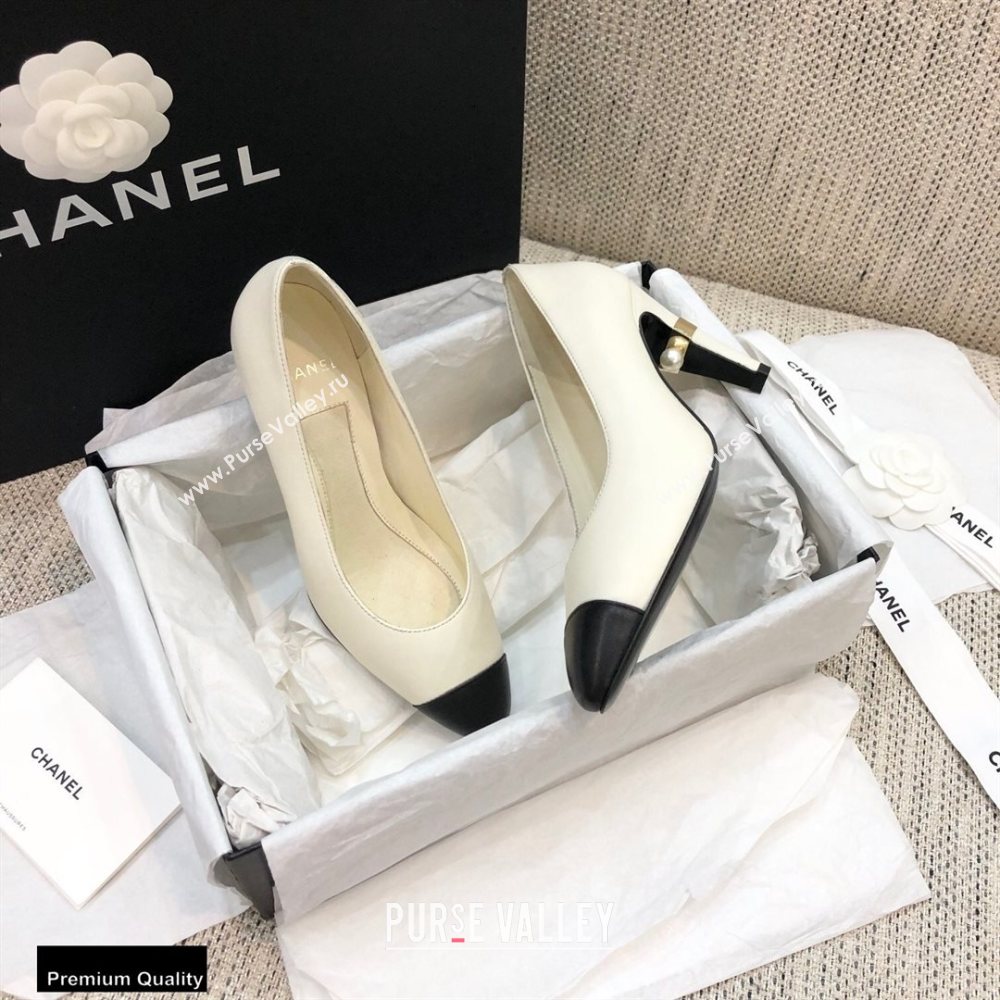 Chanel Pearl High Heel Pumps White 2020 (modeng-20092302)