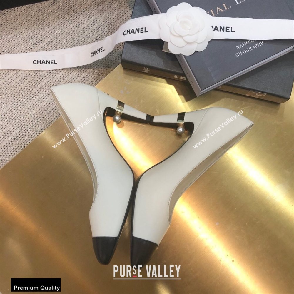 Chanel Pearl High Heel Pumps White 2020 (modeng-20092302)