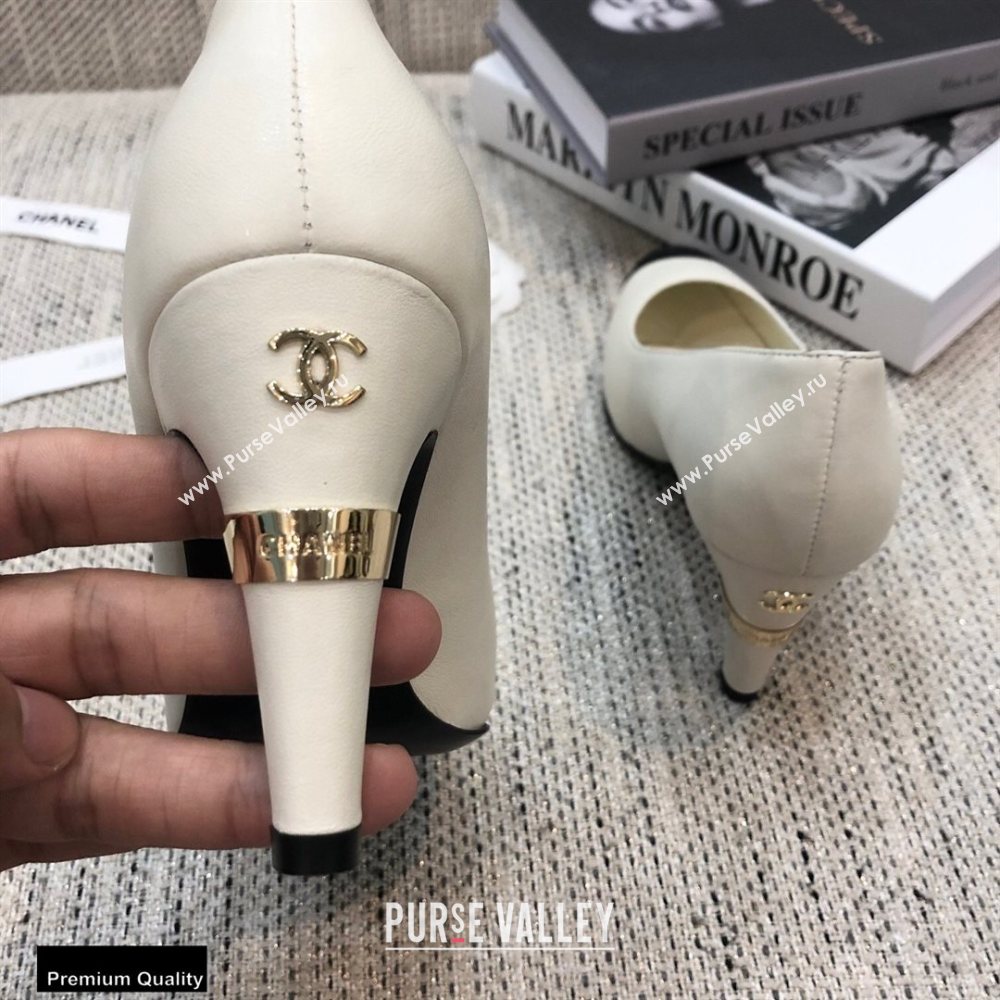 Chanel Pearl High Heel Pumps White 2020 (modeng-20092302)