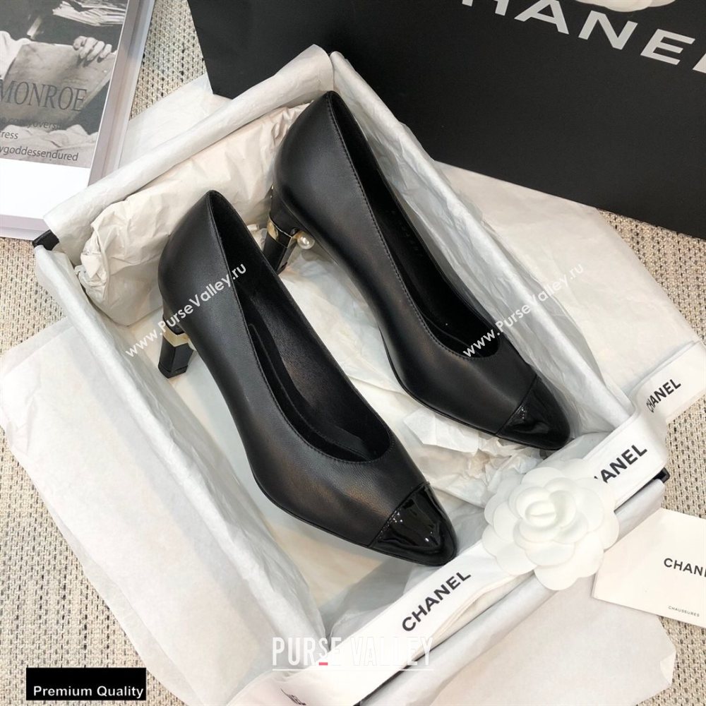 Chanel Pearl Low Heel Pumps Black 2020 (modeng-20092304)