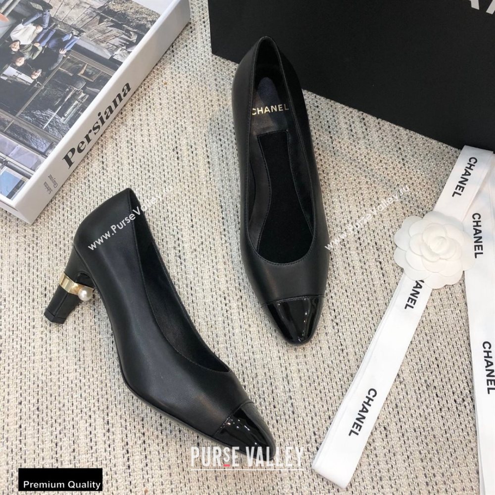 Chanel Pearl Low Heel Pumps Black 2020 (modeng-20092304)