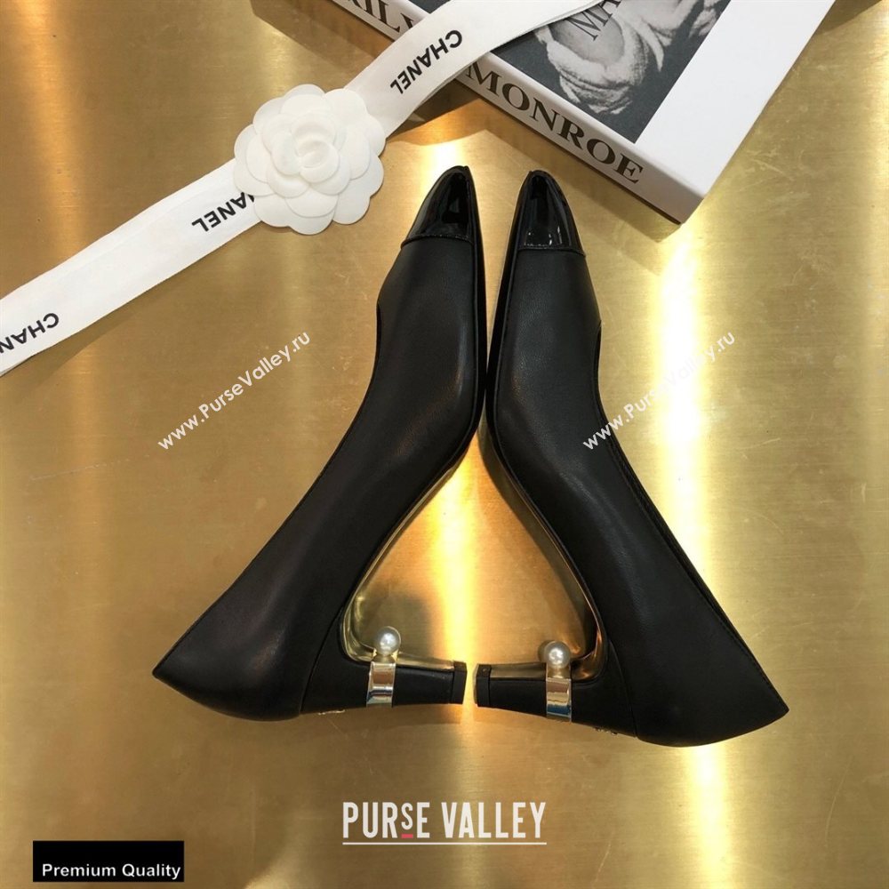 Chanel Pearl Low Heel Pumps Black 2020 (modeng-20092304)
