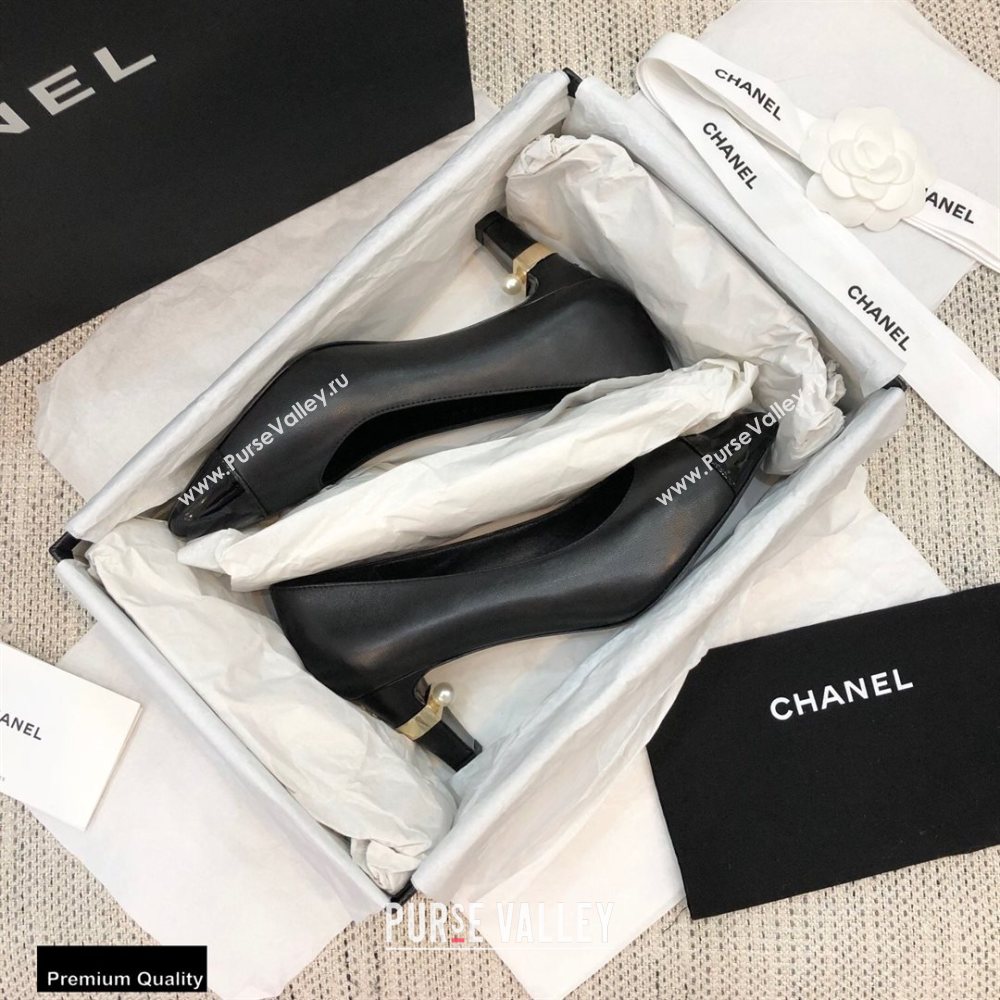 Chanel Pearl Low Heel Pumps Black 2020 (modeng-20092304)