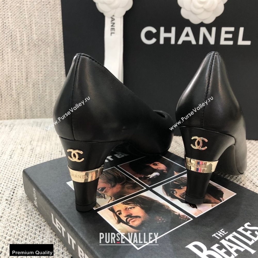 Chanel Pearl Low Heel Pumps Black 2020 (modeng-20092304)