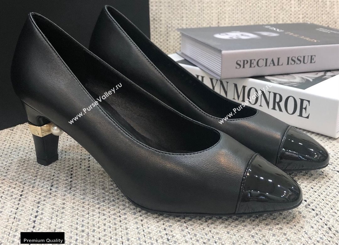 Chanel Pearl Low Heel Pumps Black 2020 (modeng-20092304)
