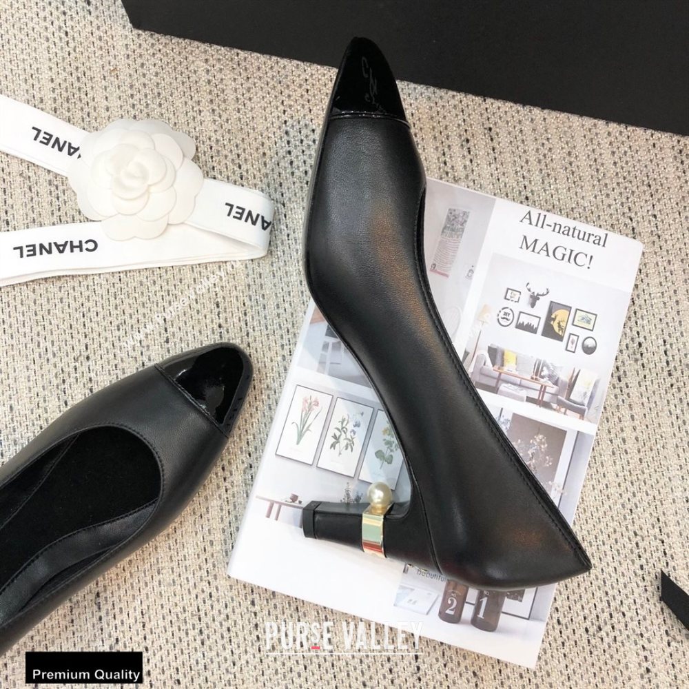 Chanel Pearl Low Heel Pumps Black 2020 (modeng-20092304)