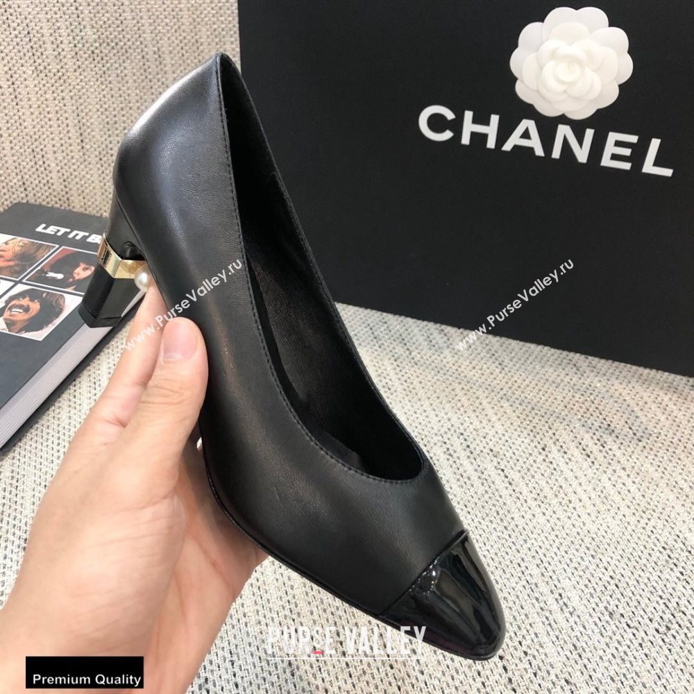 Chanel Pearl Low Heel Pumps Black 2020 (modeng-20092304)