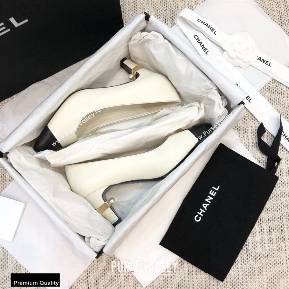 Chanel Pearl Low Heel Pumps White 2020 (modeng-20092305)