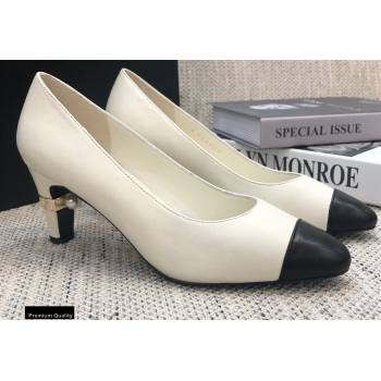 Chanel Pearl Low Heel Pumps White 2020 (modeng-20092305)