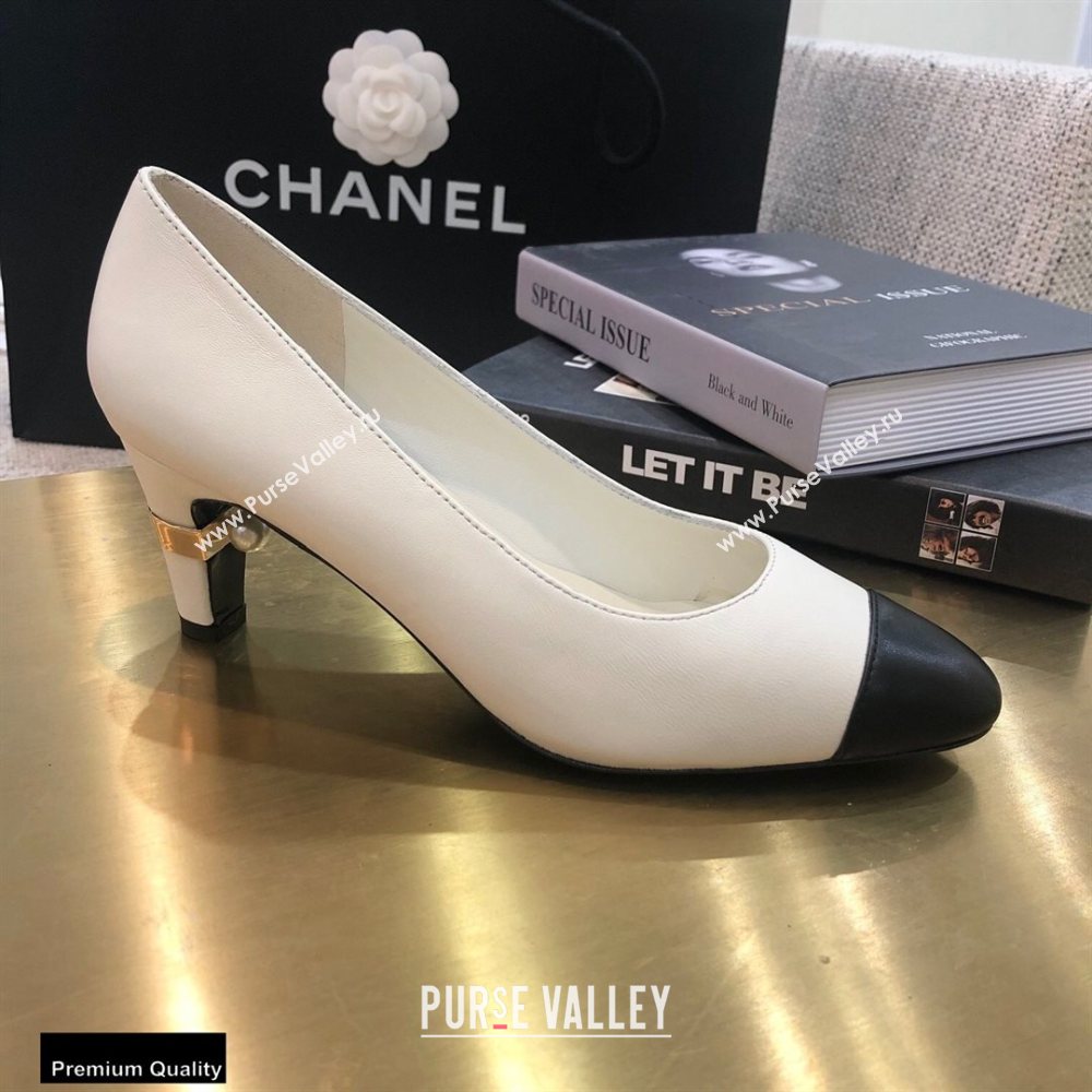 Chanel Pearl Low Heel Pumps White 2020 (modeng-20092305)