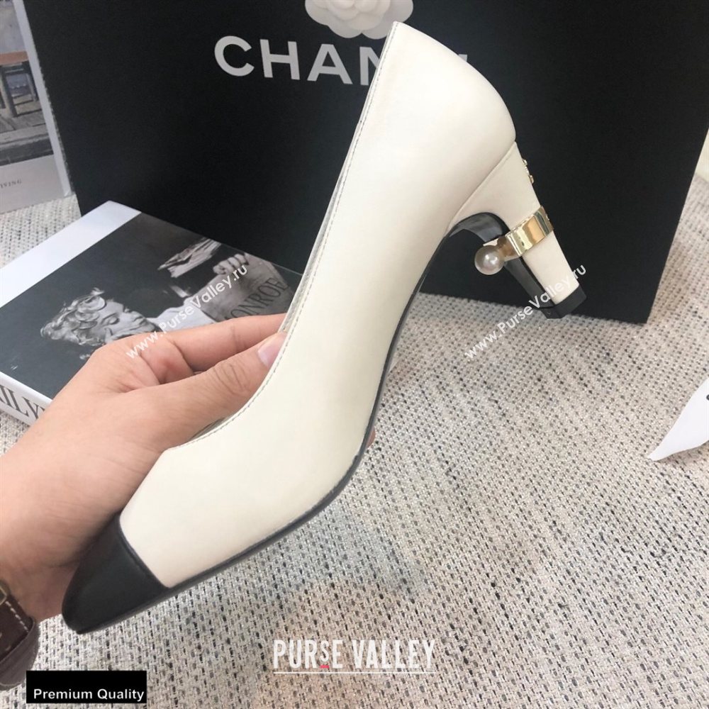 Chanel Pearl Low Heel Pumps White 2020 (modeng-20092305)