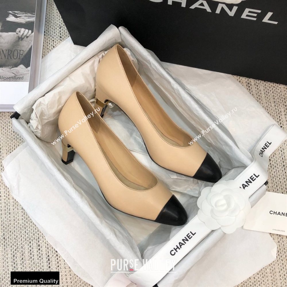Chanel Pearl Low Heel Pumps Beige 2020 (modeng-20092306)