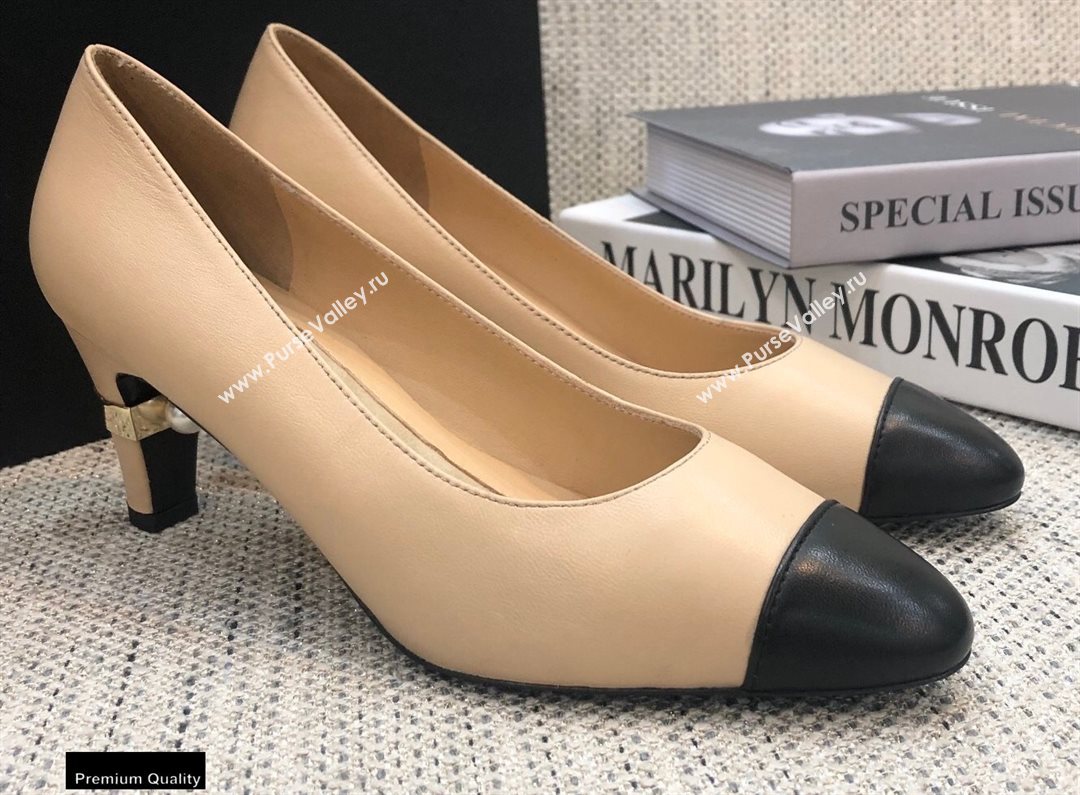 Chanel Pearl Low Heel Pumps Beige 2020 (modeng-20092306)