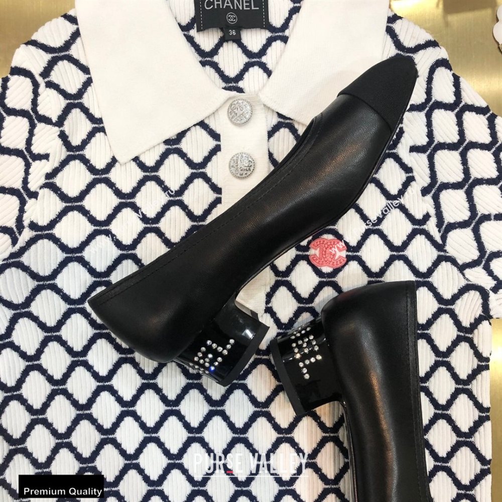 Chanel Crystal Logo Heel 3.5cm Pumps Black 2020 (modeng-20092309)
