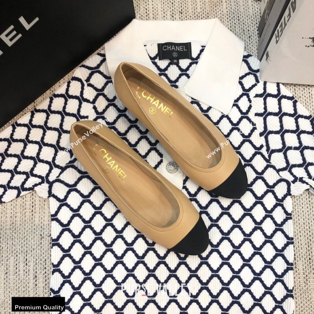 Chanel Crystal Logo Heel 3.5cm Pumps Beige 2020 (modeng-20092310)